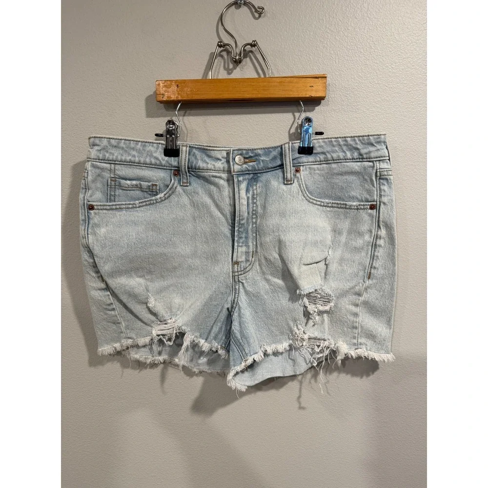 Old Navy OG Straight Cut-Off Shorts Womens 14 Blue Stretch Secret Smooth Pockets